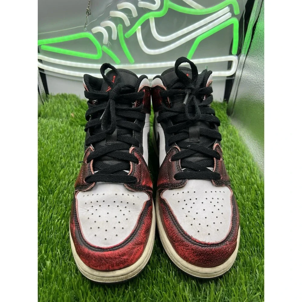 Air Jordan 1 Mid SE Black Infrared White FB0568-006 GS Size 7Y Wear Away Chicago